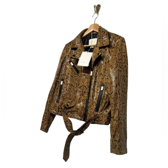 NWT NOTES DU NORD Mercy Snake-Embossed Leather Jacket Multi - Picture 9 of 13